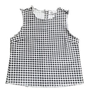 RD Style Black and White Gingham Raw Edge Sleeveless Top Size Small NWOT
